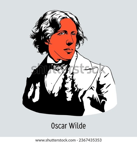 Oscar Wilde was an Irish writer and poet. One of the most famous playwrights. Hand drawn vector illustration.