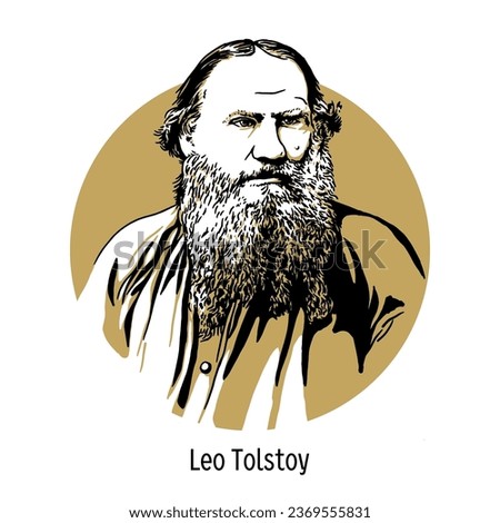Leo Tolstoy is one of the most famous Russian writers and thinkers, one of the world's greatest novelists. Hand drawn vector illustration.
