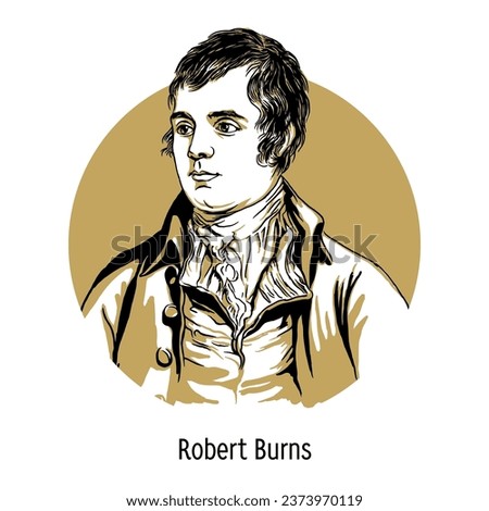 Robert Burns - Scottish poet, folklorist, author of numerous poems and poems. Vector illustration drawn by hand.