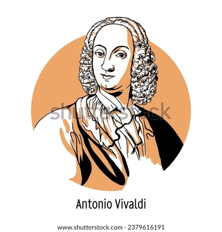 Antonio Vivaldi was a Venetian composer and violin virtuoso, teacher, conductor, and Catholic priest. Vector illustration drawn by hand.