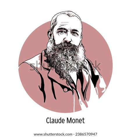 Claude Monet - French painter, one of the founders of Impressionism. Vector illustration is hand-drawn.