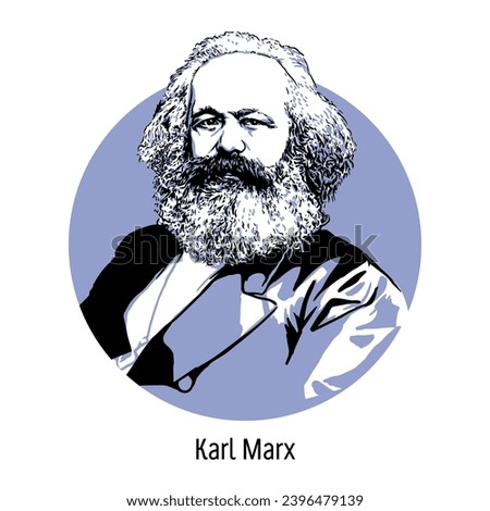 Karl Marx was a German philosopher, sociologist, economist, writer, poet, political journalist, linguist, public figure, historian. Hand drawn vector illustration