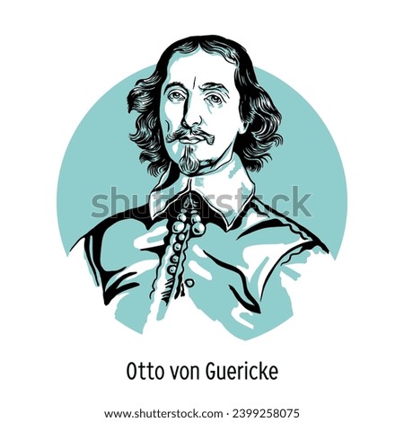 Otto von Guericke was a German physicist, engineer and philosopher. Hand drawn vector illustration