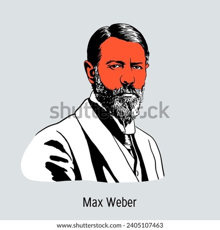 Max Weber is a German sociologist, philosopher, historian, and political economist. Hand drawn vector illustration