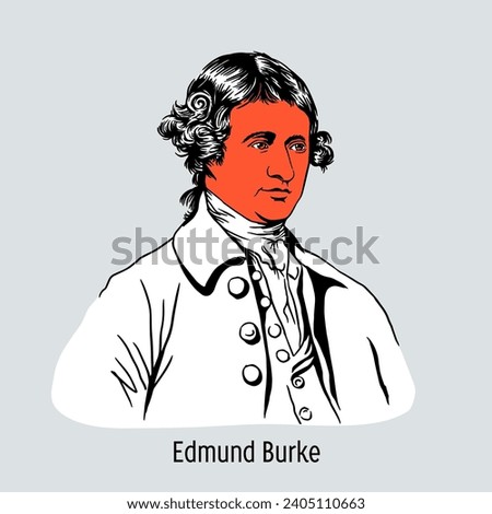 Edmund Burke was an Anglo-Irish parliamentarian, politician, publicist of the Enlightenment era, and the founder of the ideology of conservatism. Hand drawn vector illustration