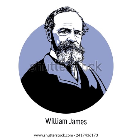 William James is an American philosopher and psychologist. Hand drawn vector illustration