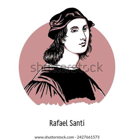 Raphael Santi is an Italian painter, draftsman and architect. Hand drawn vector illustration