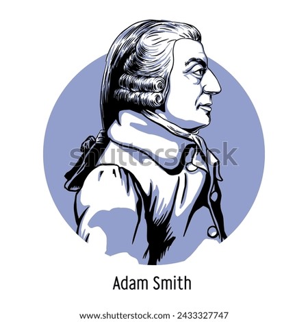 Adam Smith is a Scottish economist and ethical philosopher, one of the founders of economic theory as a science. Hand drawn vector illustration