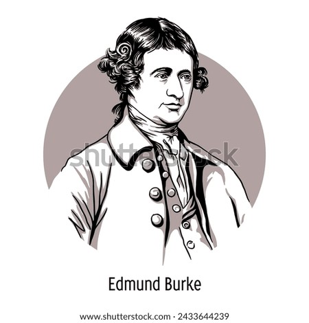 Edmund Burke was an Anglo-Irish parliamentarian, politician, publicist of the Enlightenment, and the founder of the ideology of conservatism. Hand drawn vector illustration