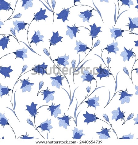 Similar – Foto Bild Blaue Glockenblume am Wegrand mit unscharfen Steinen im Hintergrund