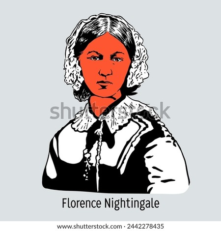 Florence Nightingale was a sister of mercy and social activist in the United Kingdom. Hand drawn vector illustration