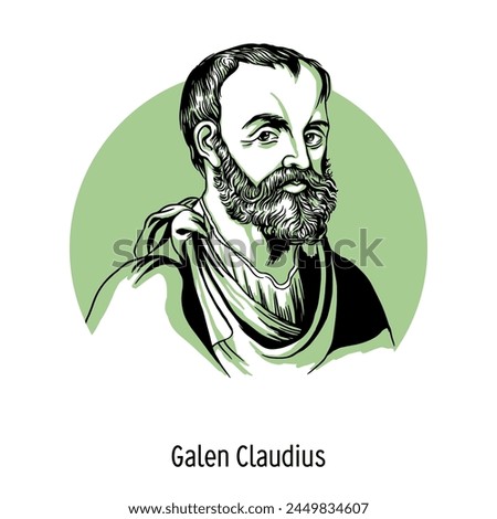 Galen Claudius was an ancient Roman physician, surgeon and philosopher of Greek descent. Hand drawn vector illustration