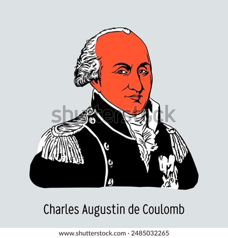 Charles Augustin de Coulomb is a French novelist and playwright, famous for his vivid, often comic stories from the life of the southern regions - Provence and Languedoc. Hand drawn vector illustratio