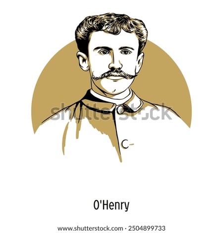 O. Henry is an American writer, a recognized master of the short story. His stories are characterized by subtle humor and unexpected endings. Hand-drawn vector illustration