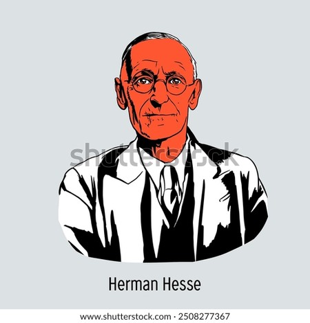 Hermann Hesse - German writer and artist, Nobel Prize laureate. Vector illustration