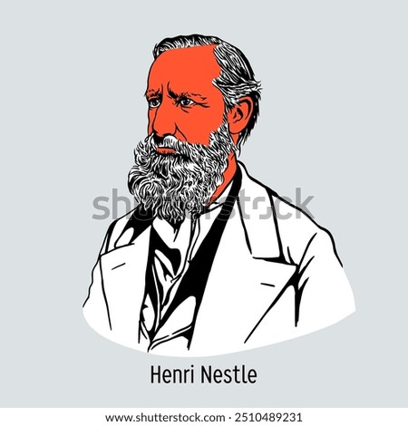 Henri Nestle was a German-Swiss pharmacist and entrepreneur. Hand-drawn vector illustration