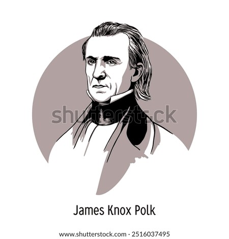 James Knox Polk was the eleventh president of the United States. His term was marked by the largest territorial acquisitions of the United States. Hand-drawn vector illustration