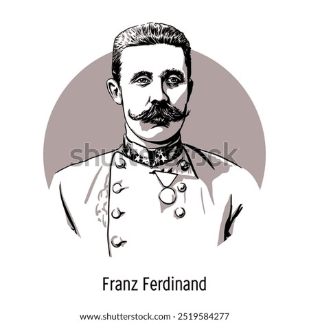 Franz Ferdinand Karl Ludwig Joseph von Austria-Este, Archduke of Austria, since 1896 heir to the throne of Austria-Hungary. Hand-drawn vector illustration