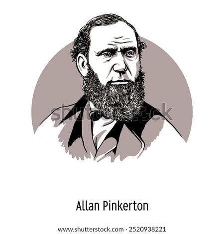 Allan Pinkerton was an American cooper, abolitionist, detective and spy of Scottish descent. Hand-drawn vector illustration