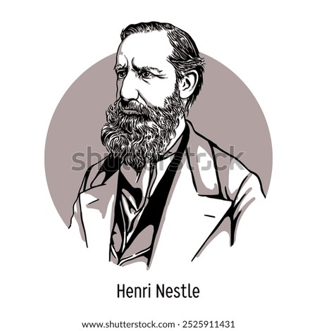 Henri Nestle was a German-Swiss pharmacist and entrepreneur. Hand-drawn vector illustration