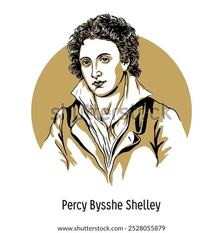 Percy Bysshe Shelley is an English writer, poet and essayist. One of the classics of British romanticism. Hand drawn vector illustration