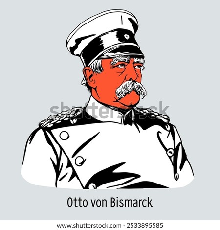 Otto von Bismarck, Herzog zu Lauenburg - German statesman and politician, the first Chancellor of the German Empire. Hand-drawn vector illustration