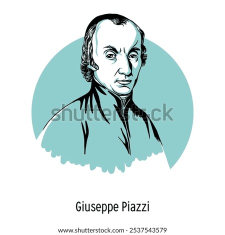 Giuseppe Piazzi was an Italian astronomer, mathematician and priest. Member of the Royal Society of London, Foreign Honorary Member of the St. Petersburg Academy of Sciences. Hand-drawn vector illustr