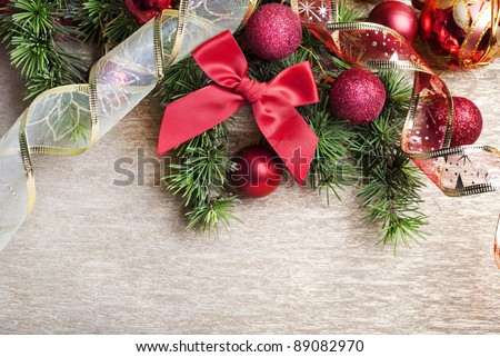 Christmas decoration on golden background