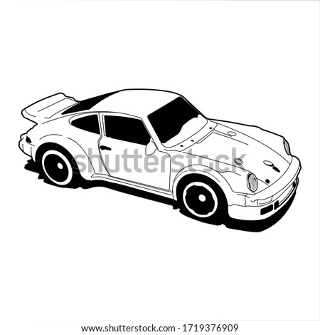 black white vector sports car