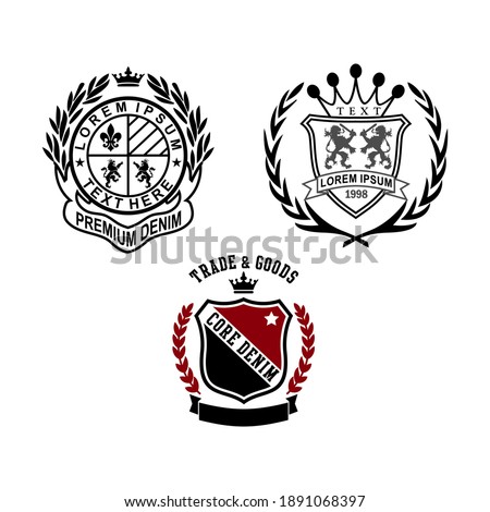 Design vector emblem collection for print t shirt , embroidery  and others, with a heraldic theme