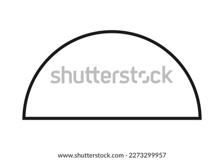 Hollow semicircle thin stroke shape icon. A half-circle outline symbol. Isolated on a white background.