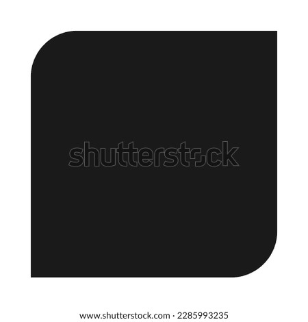 Round corner square leaf silhouette icon. A black squared shape with two rounded corners. Isolated on a white background.