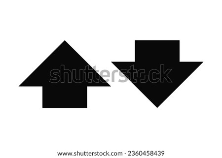 Vertical short arrows up-down icon. A small two-way black direction symbol. Isolated on a white background.