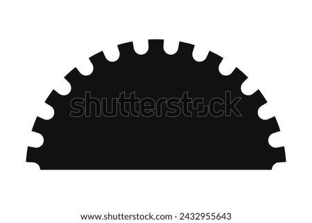 Perforated edge half-circle silhouette icon. A black symbol with notched edges. Isolated on a white background.