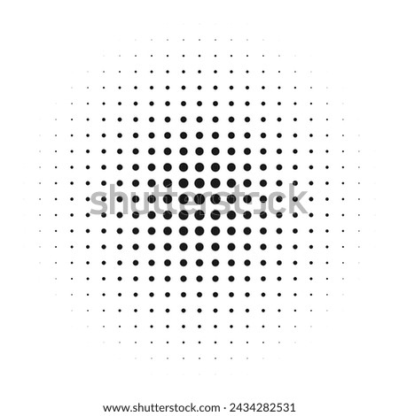 Circle halftone dots pattern gradient icon. An arrangement of black circular shapes. Isolated on a white background.