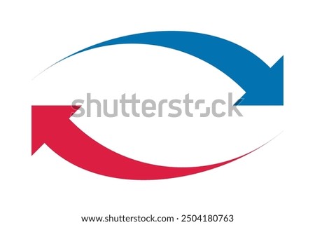 Hot, cold, red, blue curved arrows. Two-way temperature direction symbols. Isolated on a white background.