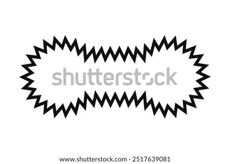 Hollow zigzag double circle rectangle icon. An outline symbol with jagged edges. Isolated on a white background.