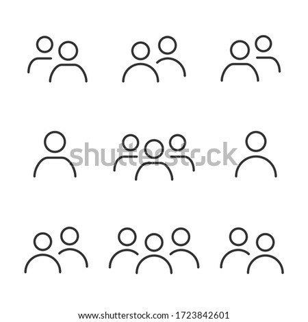Set of Users Related Vector Line Icons. Contains Icons: Business Male, Profile, User, Social, Group, People. Editable Stroke, line. User Icon Line work Business group  Team. Avatar, user icon, profile