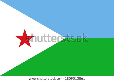 National Republic of Djibouti flag, The capital city is Djibouti. Vector illustration