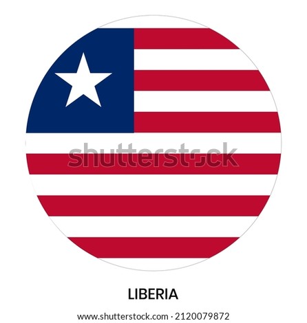 The flag of Liberia in a circle, official colors. Inscription: Liberia. Vector illustration