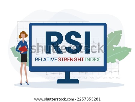 RSI - Relative Strength Index. acronym, business concept background. Vector illustration for website banner, marketing materials, business presentation