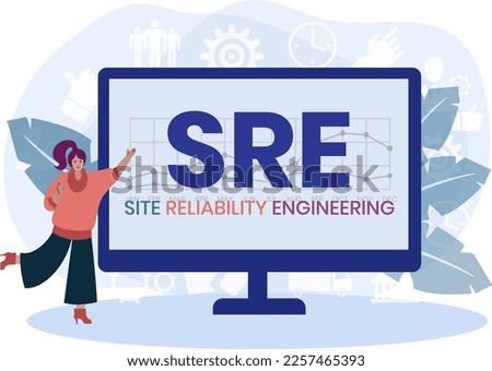 SRE - Site Reliability Engineering acronym. business concept background. vector illustration concept with keywords and icons. lettering illustration with icons for web banner, flyer, landing page