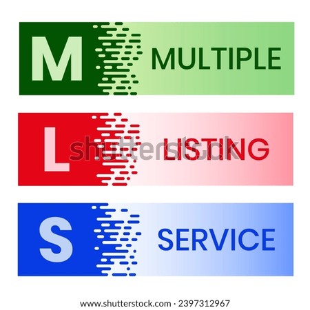 MLS, Multiple Listing Service acronym. Concept with keywords and icons. Flat vector illustration. Isolated on white background.