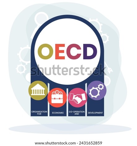 OECD - Organisation for Economic Co operation and Development acronym. business concept background. vector illustration concept with keywords and icons.