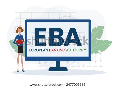 EBA. EUROPEAN BANKING AUTHORITY acronym. Concept with keyword and icons. Flat vector illustration. Isolated on white.