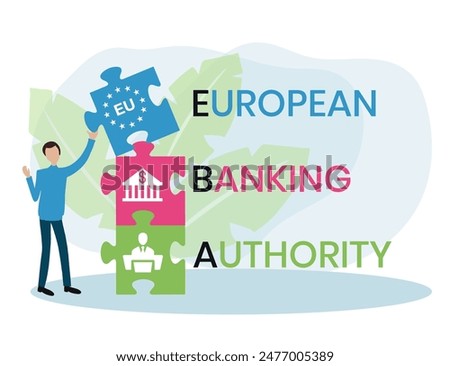 EBA. EUROPEAN BANKING AUTHORITY acronym. Concept with keyword and icons. Flat vector illustration. Isolated on white.