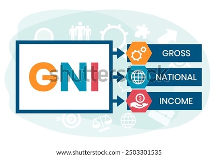 GNI - Gross National Income. acronym business concept. vector illustration concept with keywords