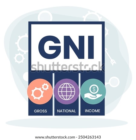 GNI - Gross National Income. acronym business concept. vector illustration concept with keywords