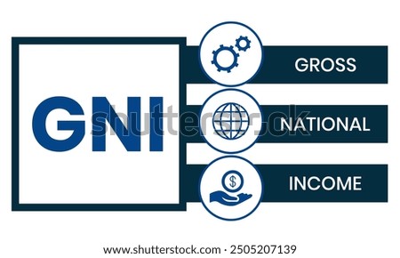 GNI - Gross National Income. acronym business concept. vector illustration concept with keywords