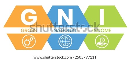 GNI - Gross National Income. acronym business concept. vector illustration concept with keywords